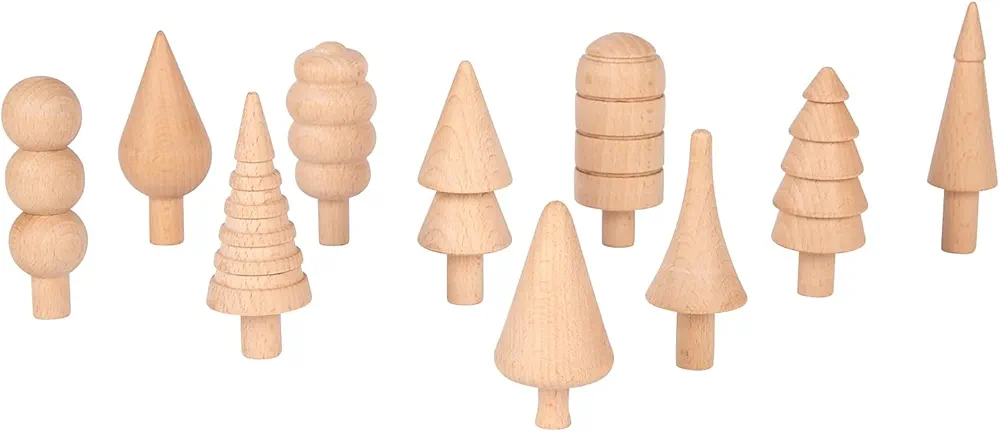 TickiT Woodland Trees Set - Set of 10 - For Ages 10m+ - Wooden Trees for Kids - 10 Different Shapes - Loose Parts Wooden Toys for Toddlers