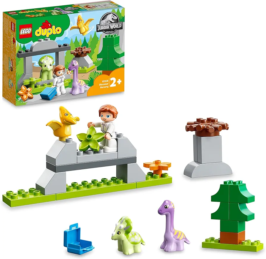 LEGO® DUPLO® Jurassic World Dinosaur Nursery 10938 Building Toy with 3 Baby Animals;Including a Triceratops, and a Claire Dearing Figure