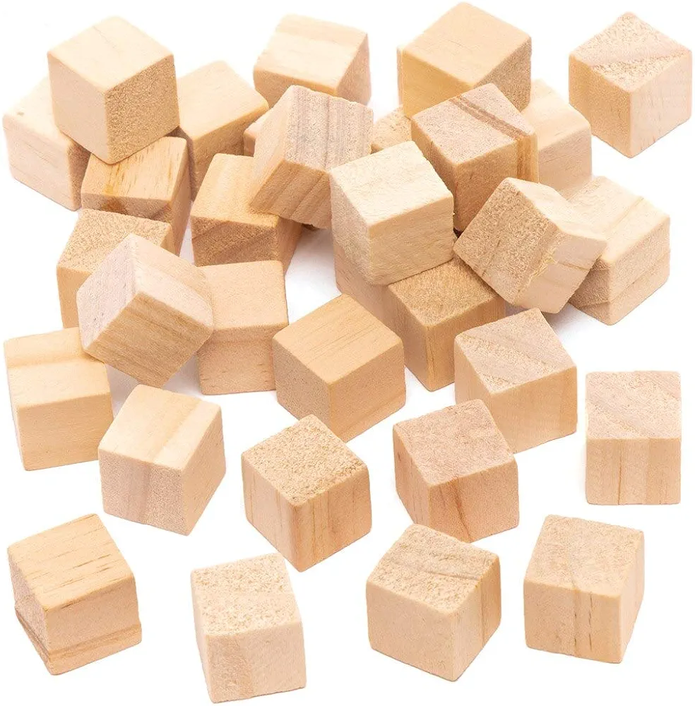 Baker Ross AT478 Wooden Cubes - Pack of 100, Ideal for Kids Arts and Craft Project, Educational Toys, Gifts, Keepsakes