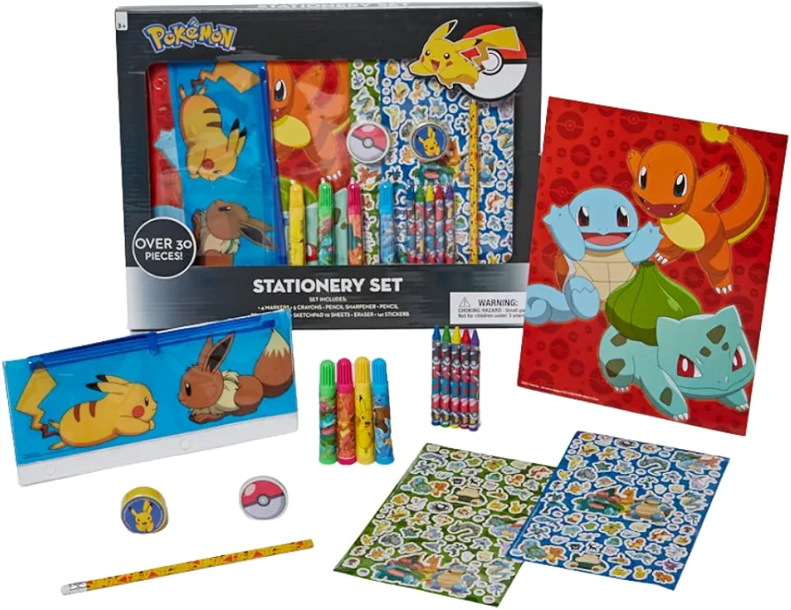 Innovative Designs Pokemon Kids Coloring Art and Sticker set, 30 Pcs. & Craft Supplies with Pencil Case