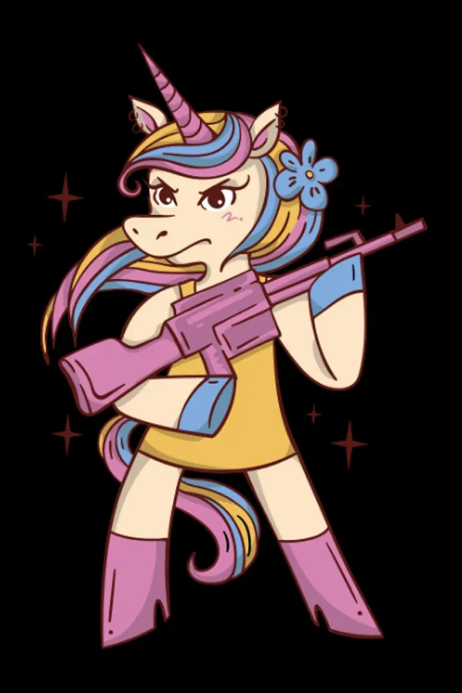 Girl Unicorn with gun: Hangman Puzzles | 110 Game Sheets | Mini Game | Clever Kids | 6 X 9 In | 15.24 X 22.86 Cm | Single Player | Funny Great Gift