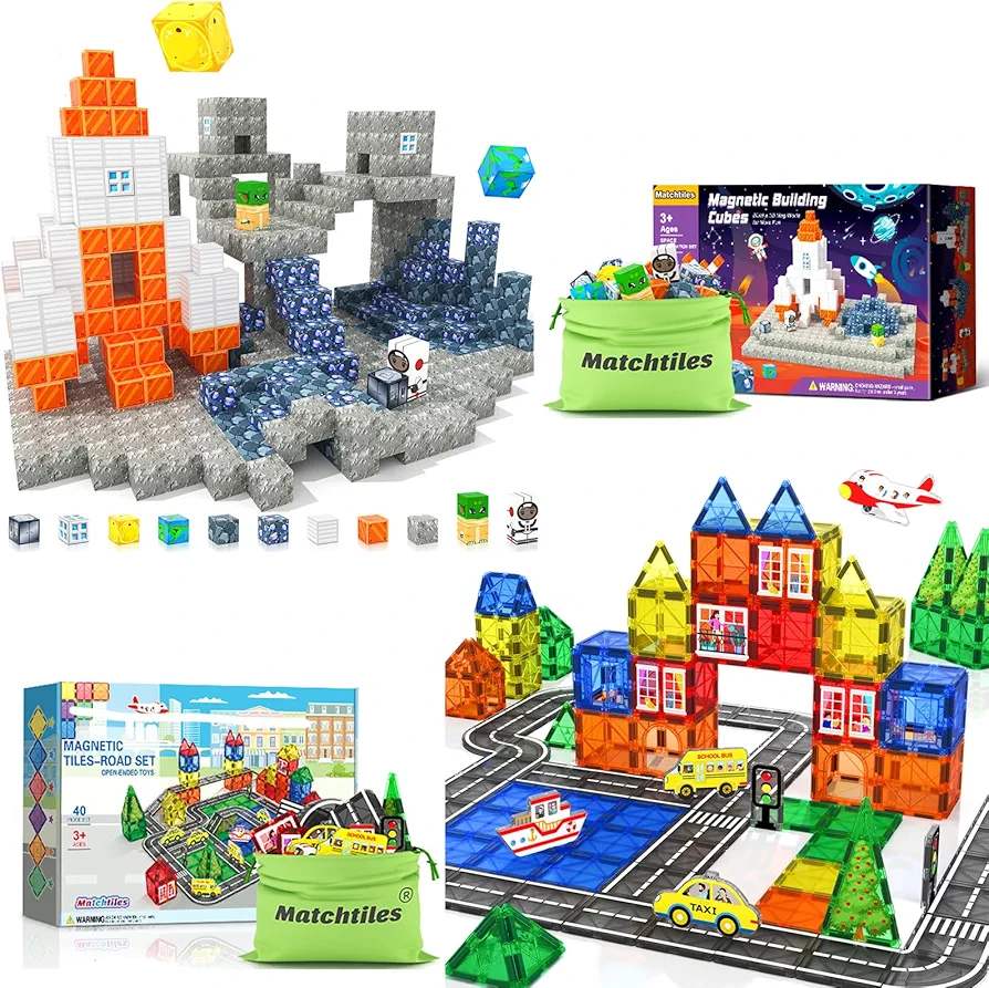 Magnetic Blocks, Build Mine Magnet World Set, Magnetic Tiles Building Toys for Boys & Girls Age 3-5 5-7, STEM Montessori Sensory Toys for Toddlers Gifts for 3+ Years Old, Kids 3D Construction Toys