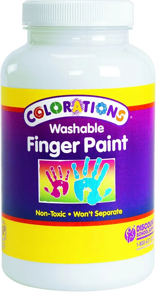 Colorations Washable Finger Paints, 16 fl oz, White, Non-Toxic, Creamy, Vibrant, Kids Paint, Craft, Hobby, Fun, Art Supplies, Young kids, finger painting, hand painting