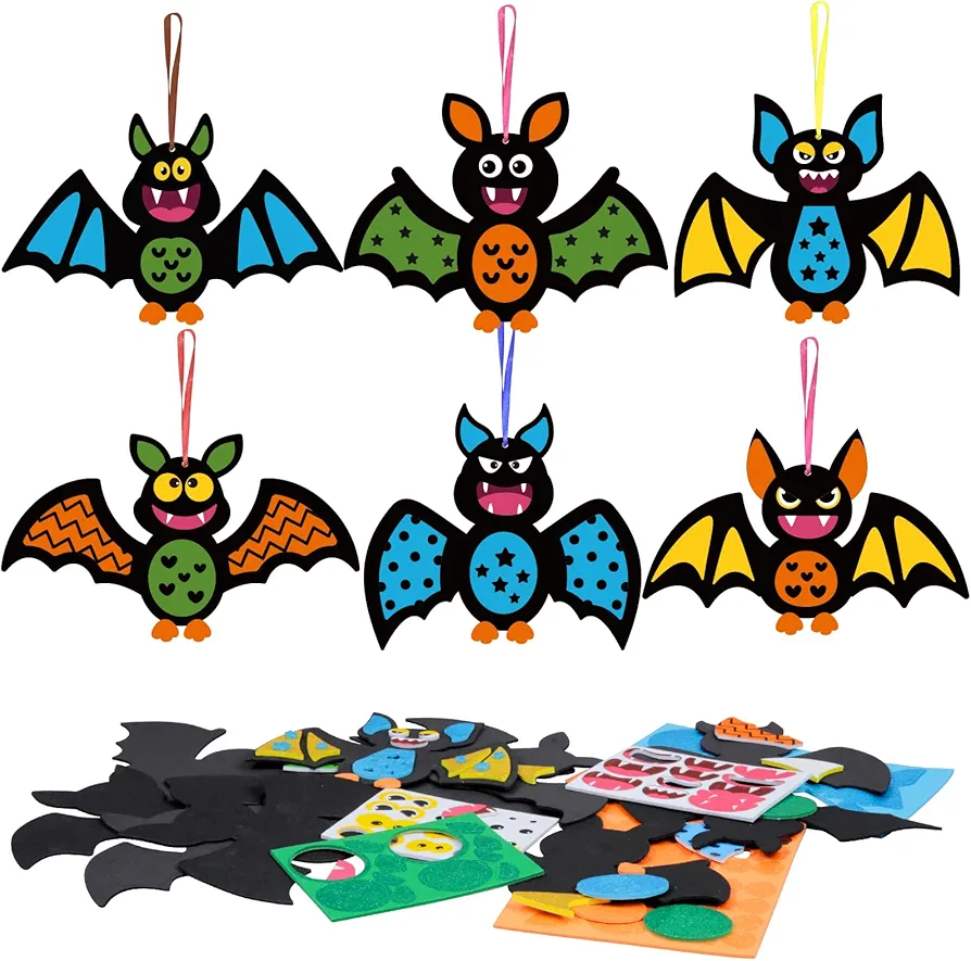 12 Pack Bat Crafts for Kids Bat Crafts Kits Make You Own Bat Foam Stickers Ornament DIY Arts and Crafts for Kids Girls Boys Halloween Party Supplies Halloween Decoration