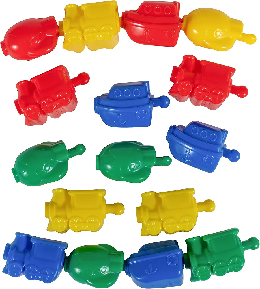 LEARNING ADVANTAGE Transportation Linking Blocks - Set of 36 - Ages 18m+ - Pop Beads for Toddlers - Early Sensory and Fine Motor Manipulative