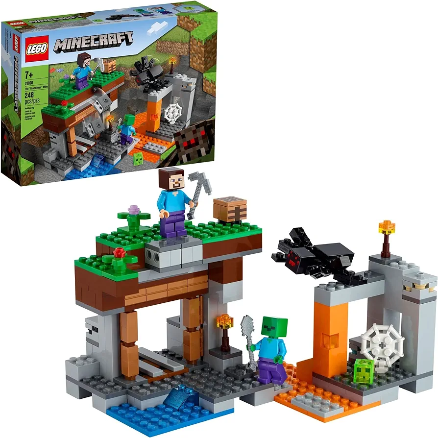 LEGO Minecraft The Abandoned Mine Building Toy, 21166 Zombie Cave with Slime, Steve & Spider Figures, Gift idea for Kids, Boys and Girls Age 7 plus