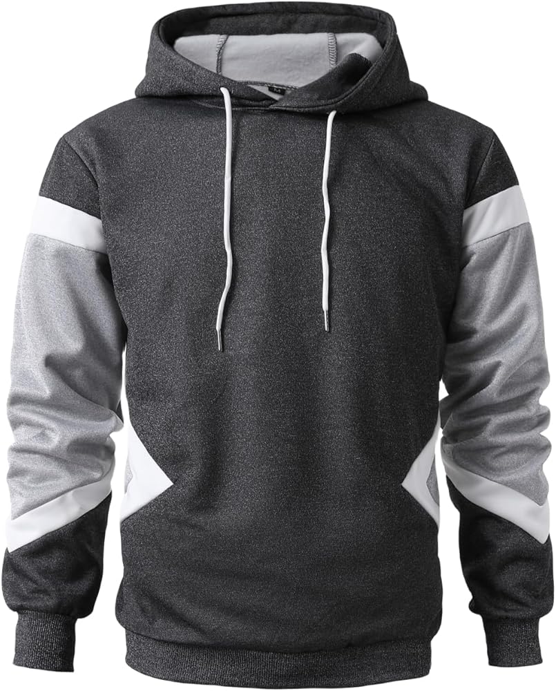 Mens Hoodie Multicolor Panel Sweatshirt Fleece Long Sleeve Sports Tops