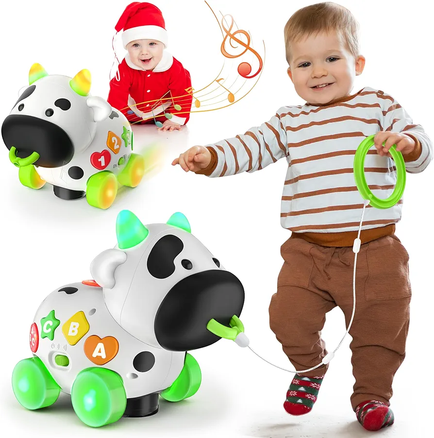 Musical Cow Toys for 1+ Year Old Boy Girl, Bilingual Baby Toy 6-12-18 Month, 1 Year Old Boy Toys, 1 Year Old Girl Gift, Learning Toddler Toy Age 1-2, First Christmas 1st Birthday Gift