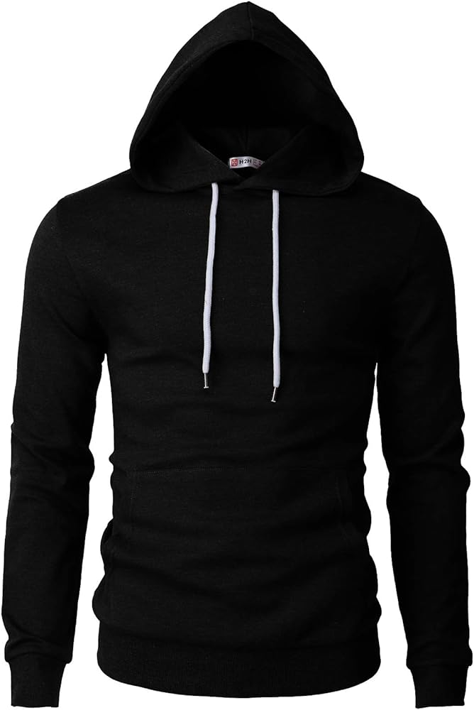 H2H Men's Pullover Hoodie Lightweight Long Sleeve with Kangaroo Pocket Slim Fit Basic Casual Sweatshirt