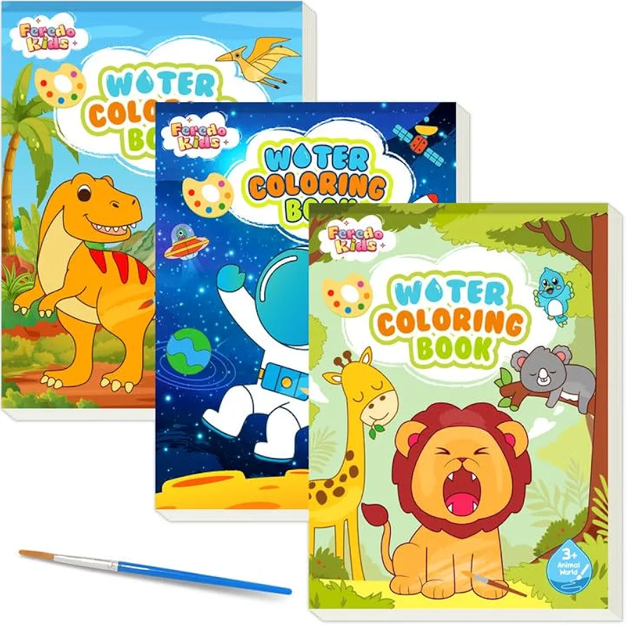 Painting Watercolor Drawing Book for Toddlers - 3 Pack Coloring Water Paint Kit Art Craft Supplies Gift for Kid 4 5 6 7 8 Years Old Party Travel Christmas Activities