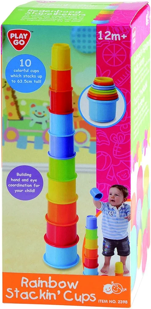 PLAY Toys Enterprises Ltd. Baby Stacking Cups Educational Toddler Toys - 10 Pieces Top Blocks Game Kit Baby Building Set for Bathtub and Beach Fun All 2398