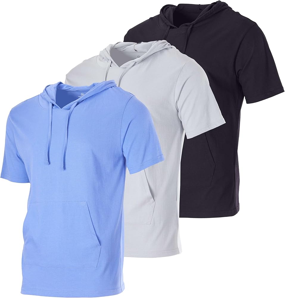 Real Essentials Men's Cotton Short-Sleeve Hoodie Hooded T-Shirt With Drawstring & Pockets (Available In Big & Tall)