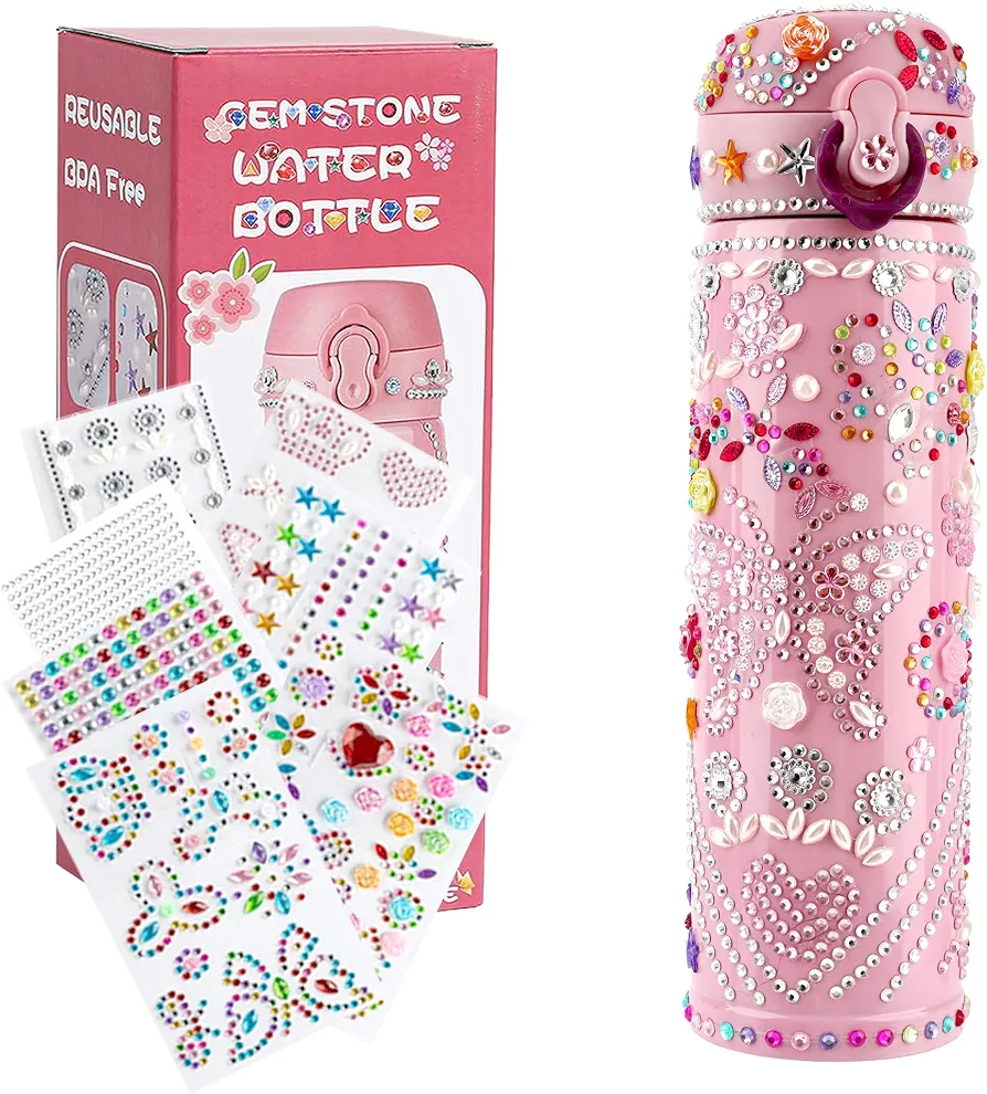 Gift for Girls, Decorate Your Own Water Bottle for Girls, Arts and Crafts Gifts Toys Kits 9 Year Old Girl Gifts, 8-12 Year Old Girl Gifts for Birthday Back to School Christmas Halloween Gifts Pink