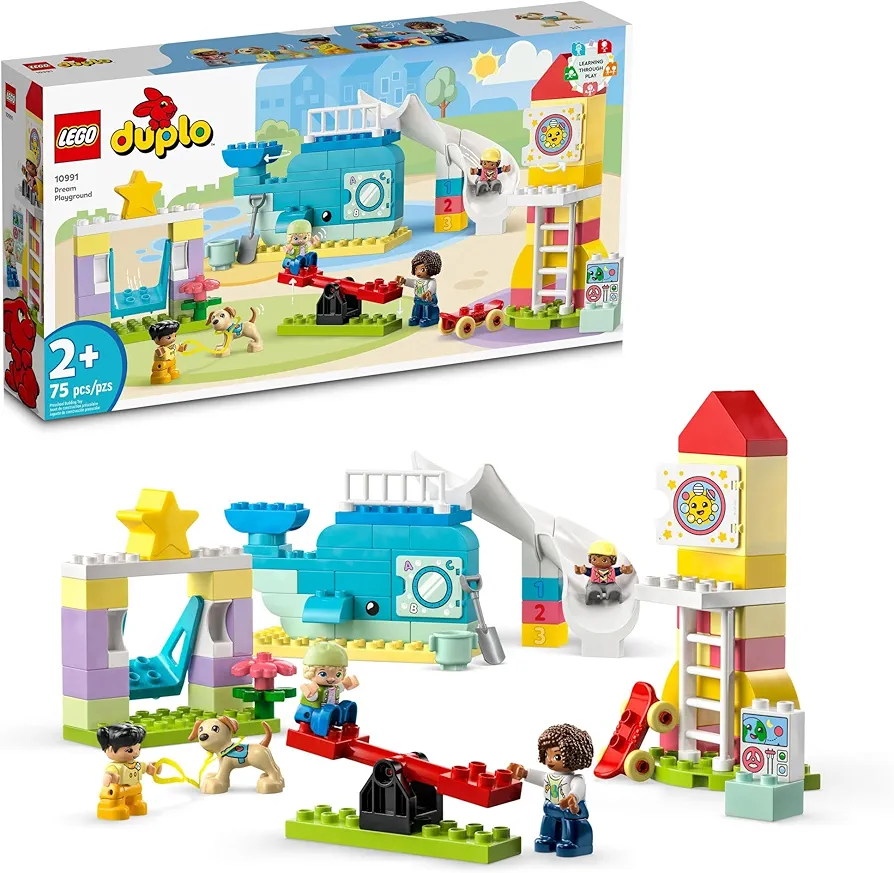 LEGO DUPLO Town Dream Playground 10991 Building Toy Set for Toddlers, Boys and Girls, Hands-on STEM Learning about Letters and Numbers Through Imaginative Play