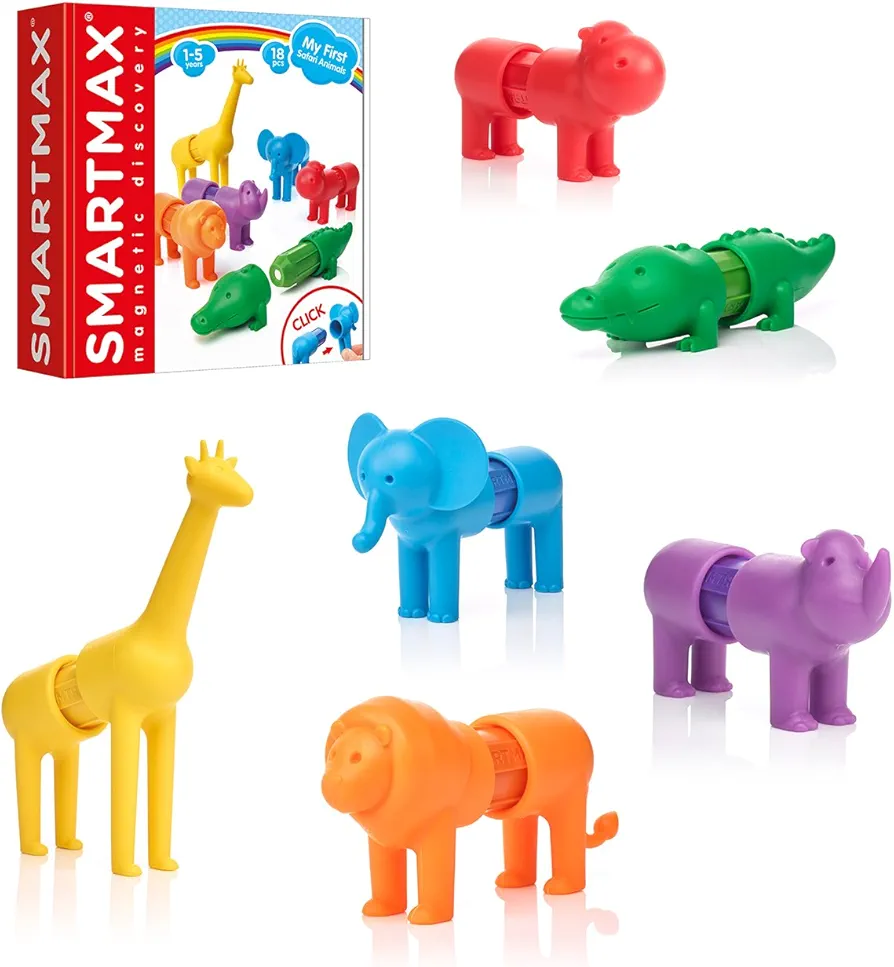 SmartMax My First Safari Animals STEM Magnetic Discovery Building Set with Soft Animals for Ages 1-5