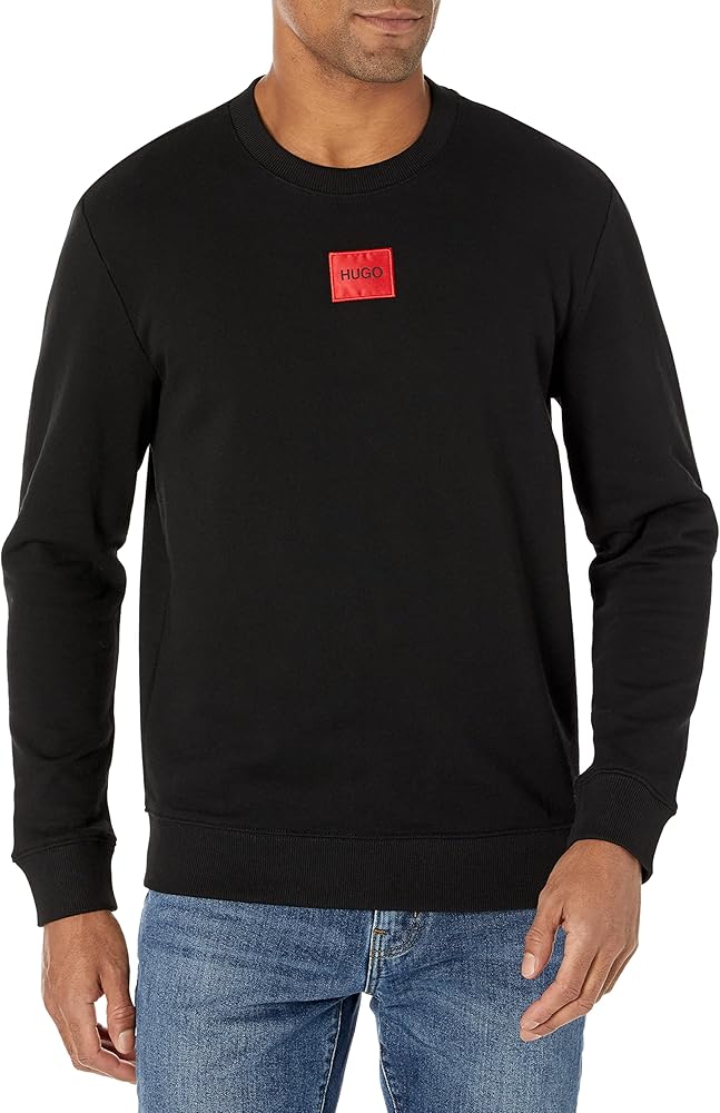 HUGO Men's Regular Fit Square Logo Jersey Sweatshirt