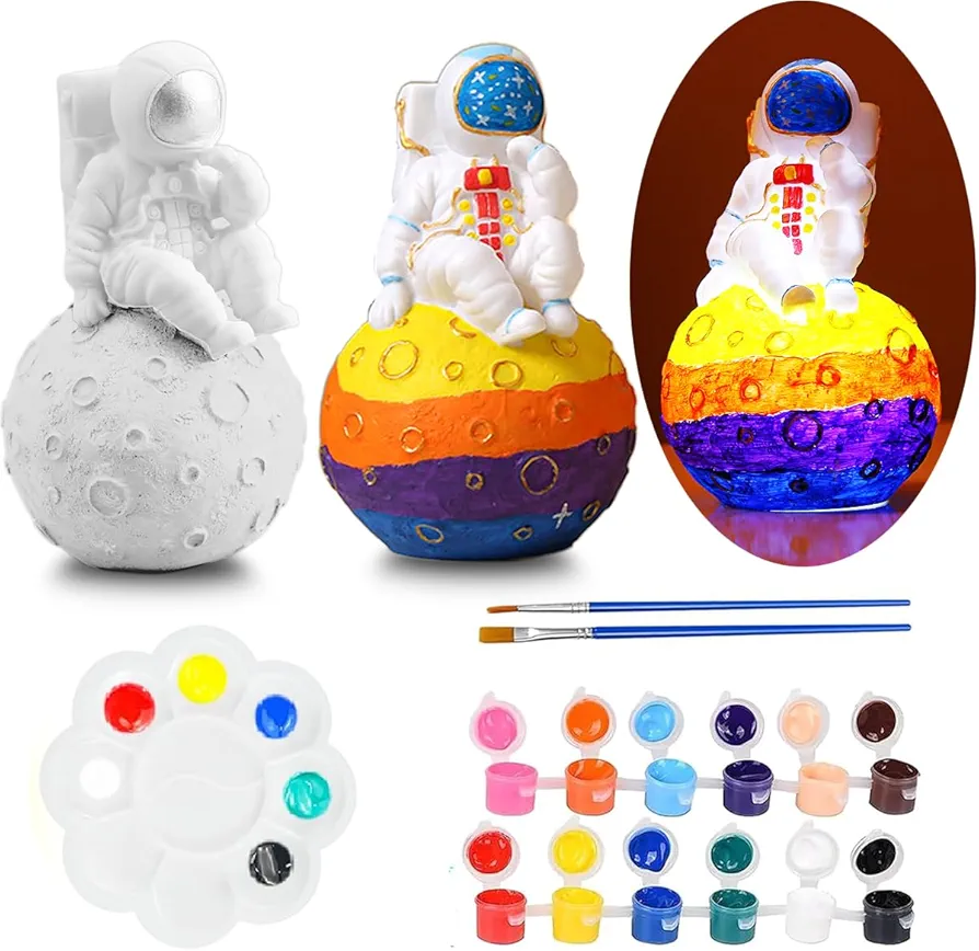 T-Antrix Paint Your Own Moon Lamp Kit- Painting kit for Kids 6-12, DIY Astronaut&Moon Crafts Night Light for Girls Boys Ages 3+ Arts and Crafts Supplies for Kids Ages 8-12