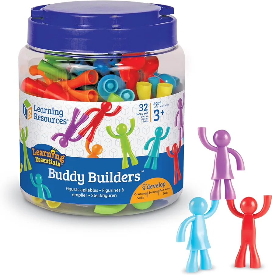 Learning Resources Buddy Builders,32 Pieces, Ages 3+, Fine Motor, Hand Eye Coordination Toy, Fine Motor Skills,Social Emotional Learning Toys