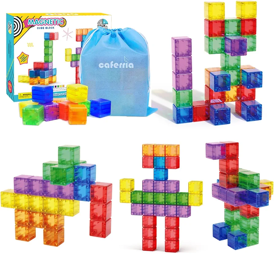 1.38 inch Magnetic Blocks Toddler Toys, 30pcs Translucent Building Blocks Building Toys for ages 2-4 5-7, Preschool STEM Magnet Sensory Montessori Toys for 2 3 4 5 6 Year Old Boys Girls