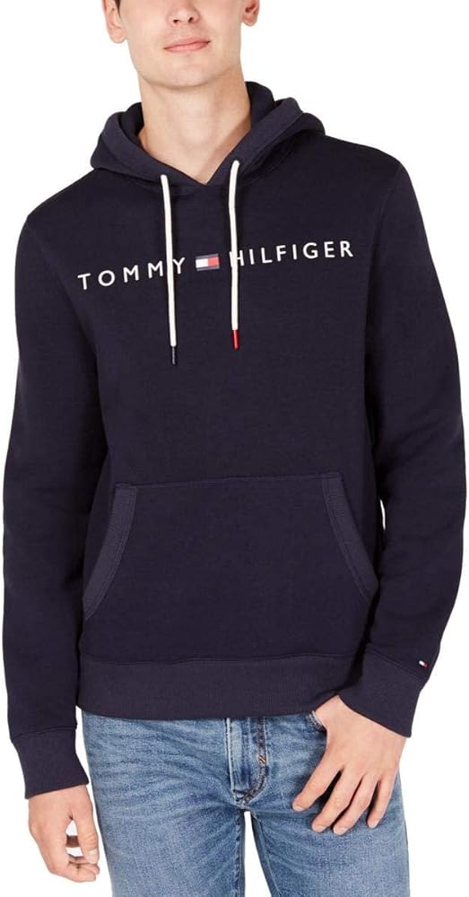 Tommy Hilfiger Men's Long Sleeve Fleece Logo Pullover Hoodie Sweatshirt