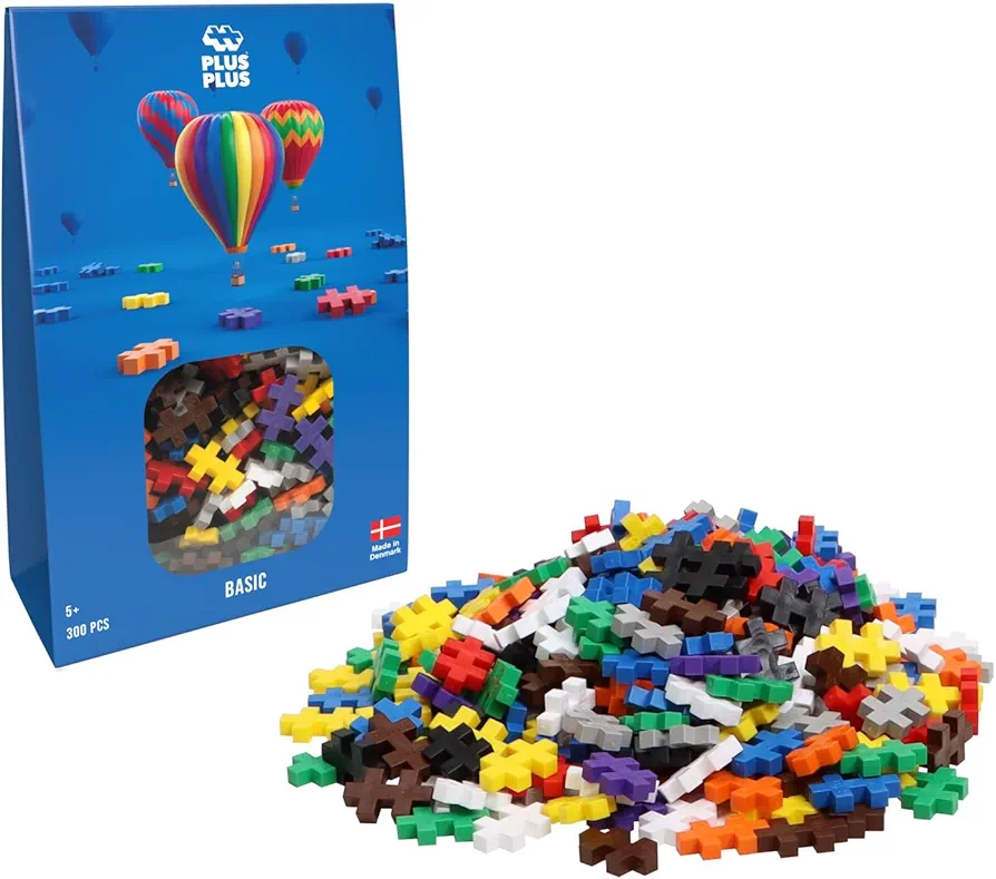 PLUS PLUS – Basic Mix - 300 Piece, Construction Building Stem/Steam Toy, Mini Puzzle Blocks for Kids