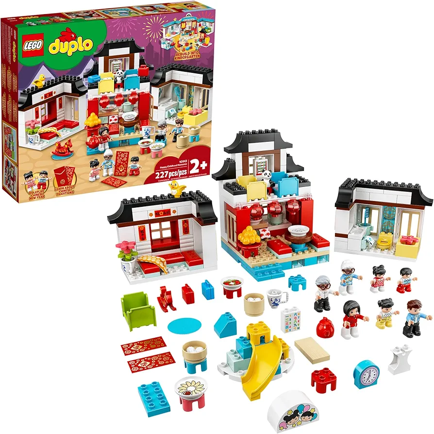 LEGO DUPLO Town Happy Childhood Moments 10943 Family House Toy Playset; Imaginative Play and Creative Fun for Kids, New 2021 (227 Pieces)