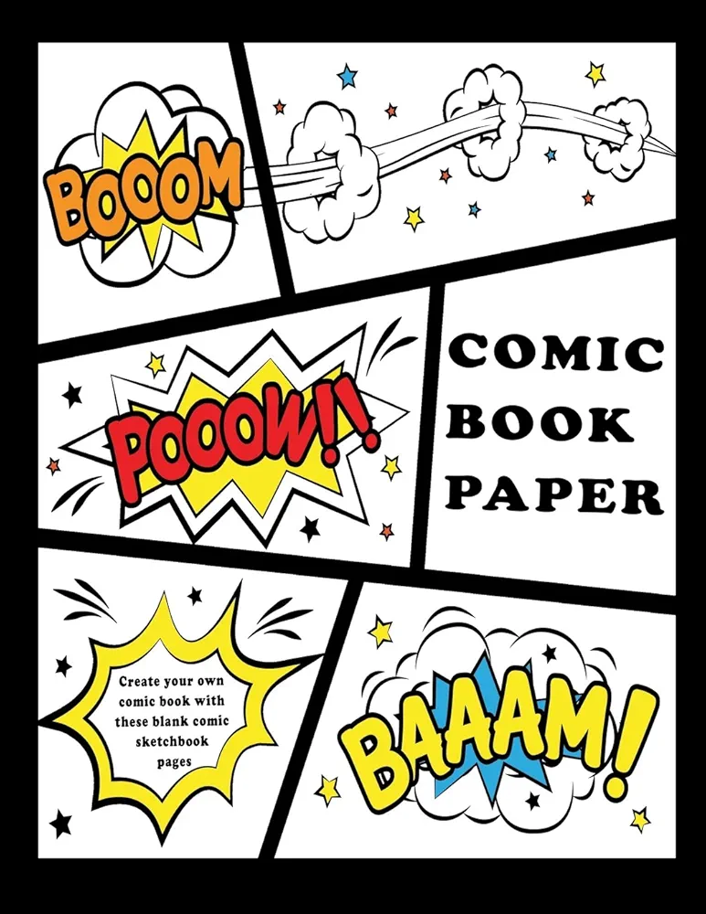 Comic Book Paper : Create your own comic book with these blank comic sketchbook pages: Over 100 Pages, 8.5" x 11.5" Big Blank Comic Book For Kids (Blank Comic Books For Kids)