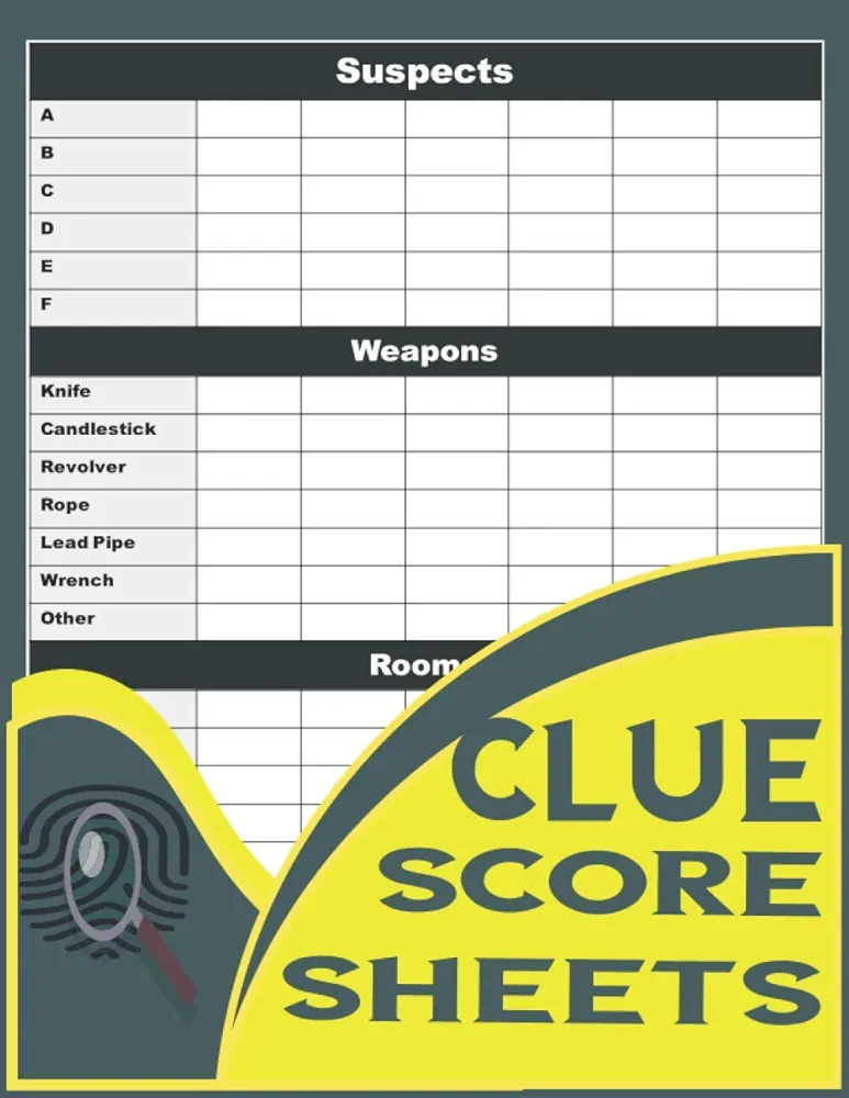 Clue Score Sheets: Clue Score Pads for Clue Board Games, Clue Detective Notebook Sheets, Clue Replacement Pads, Clue Game Sheets, Clue Refill Sheets, Clue Paper Sheets Refills.