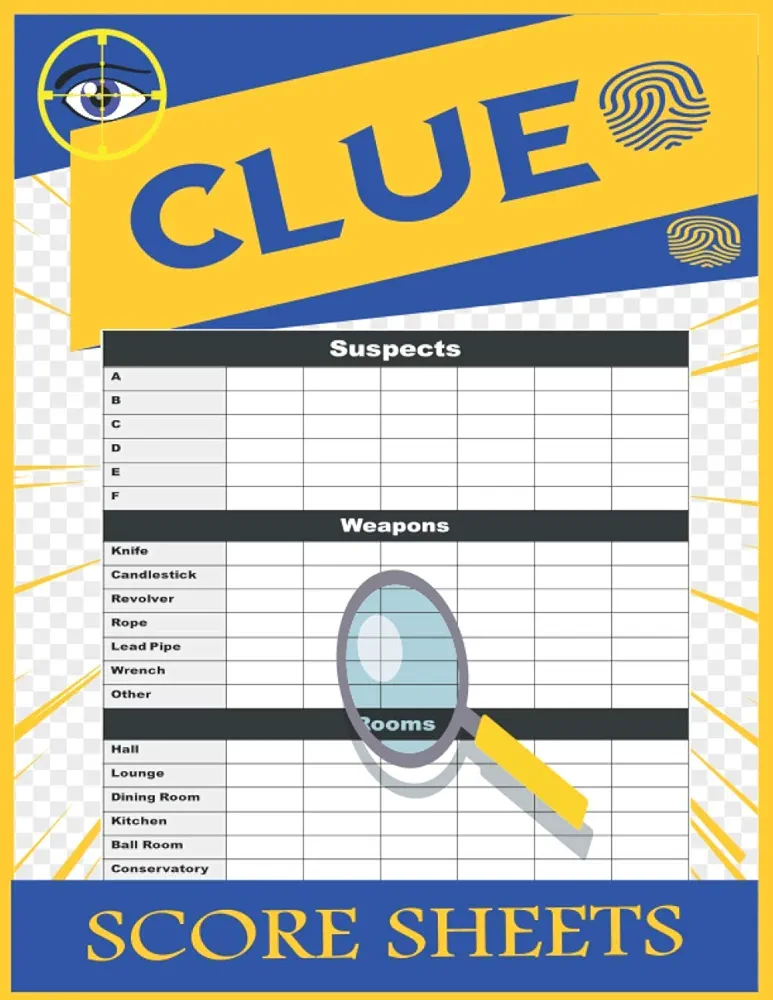 Clue Score Sheets: Clue Score Pads for Clue Board Games, Clue Detective Notebook Sheets, Clue Replacement Pads, Clue Game Sheets, Clue Refill Sheets, Clue Paper Sheets Refills.