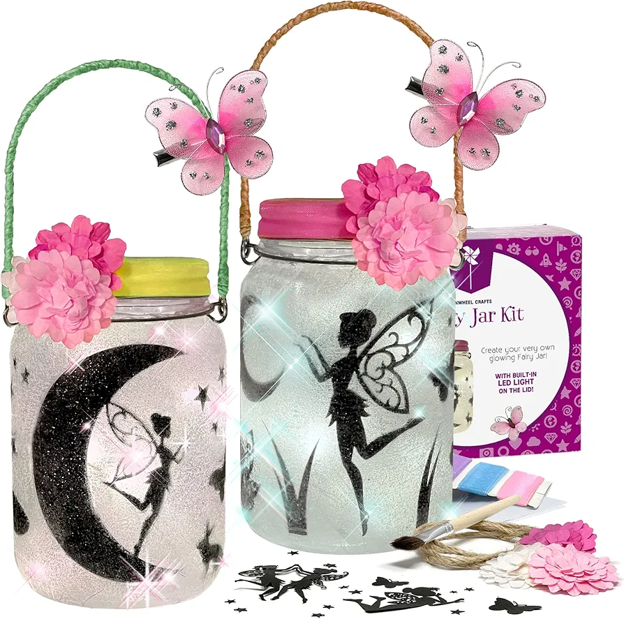 Arts and Crafts for Kids Ages 8-12: Fairy Jar Kit – Make Your Own Fairy Lantern Night Light – Birthday Gift for Girls - Crafts for Girls