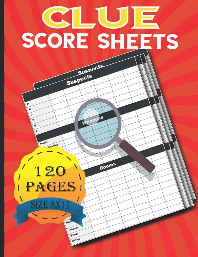 Clue Score Sheets: Clue Score Pads for Clue Board Games, Clue Detective Notebook Sheets, Clue Replacement Pads, Clue Game Sheets, Clue Refill Sheets, Clue Paper Sheets Refills.