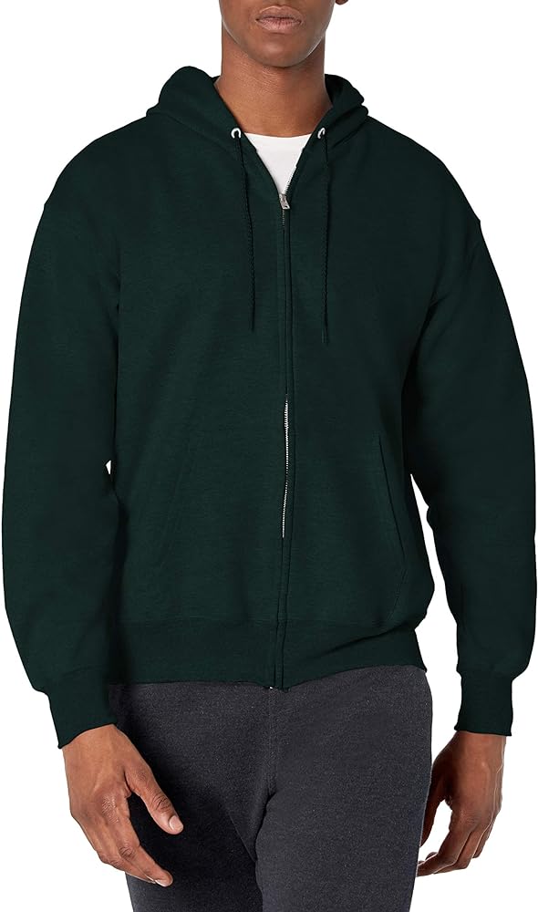 Hanes Men's Full Zip Ultimate Heavyweight Hoodie, Deep Forest, Large