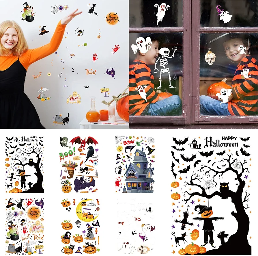 Arts and Crafts for Kids Ages 3-5 Boys Party Decoration Window Glass Decals Stickers for Halloween Party Supplies Kids Arts and Crafts Ages 8-12 (A, One Size)