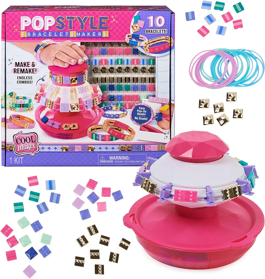 Cool Maker PopStyle Bracelet Maker, 170 Beads for Bracelets, Make & Remake 10 Bracelets, Bracelet Making Kit, DIY Arts & Crafts Kids Toys for Girls