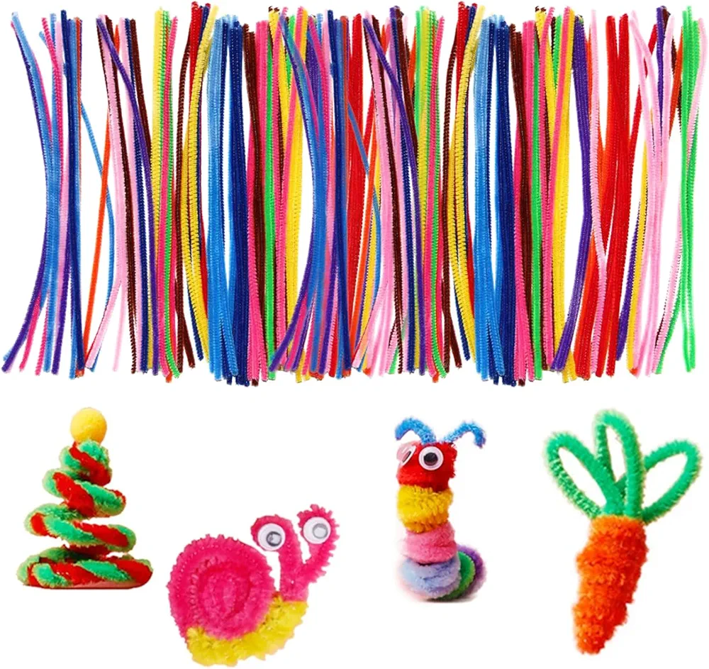 1200 Pieces Pipe Cleaners Craft Supplies, Multi-Color Chenille Stems, 20 Colors Craft Pipe Cleaners Bulk for DIY Art and Craft Projects(6mm x 12 Inch)