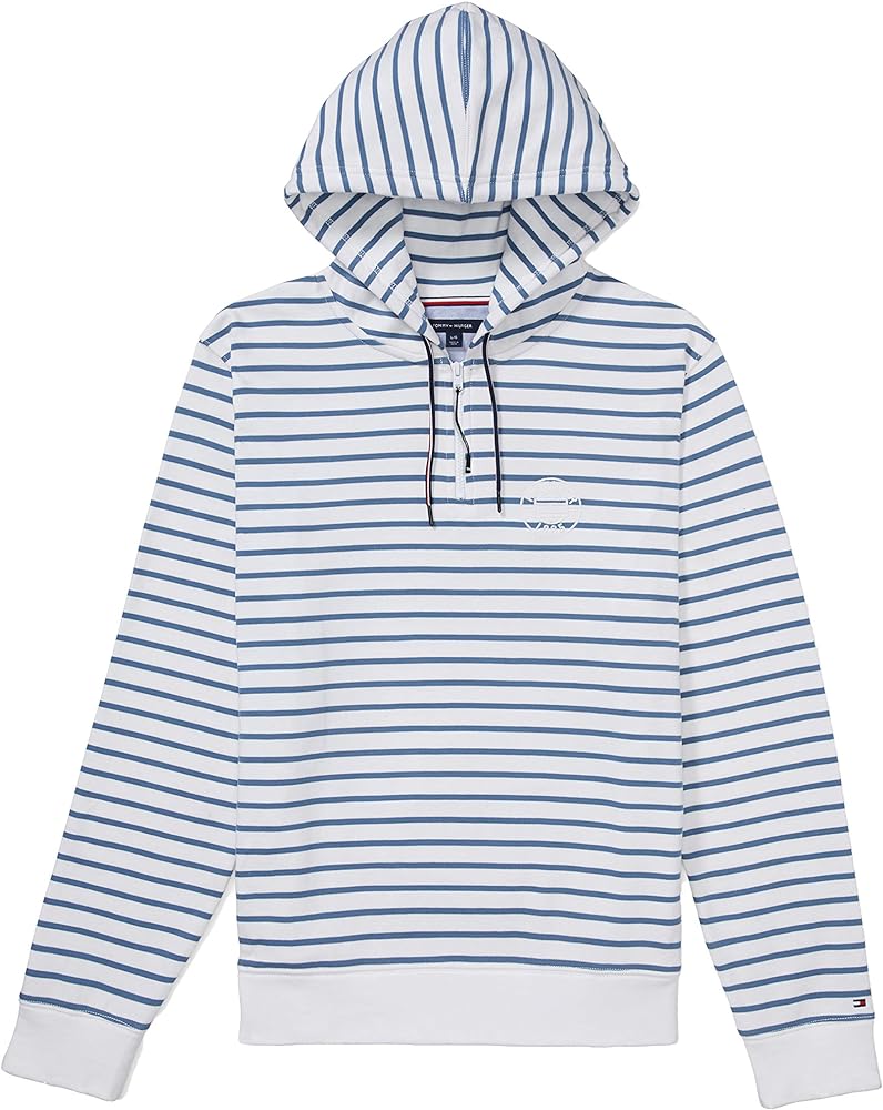 Tommy Hilfiger Adaptive Tommy Hilfiger Men's Adaptive Stripe Hoodie Sweatshirt with Extended Zipper Pull