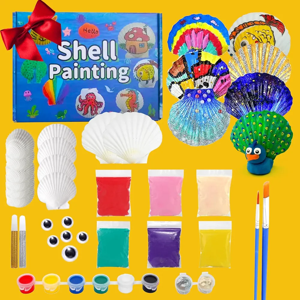 wxfhtda Kids Sea Shell Painting Kit, Arts & Crafts Gifts for Girls & Boys, DIY Creative Art Activity Gift Toys for Age 6, 7, 8, 9, 10, 11 & 12 Year Old 8-12