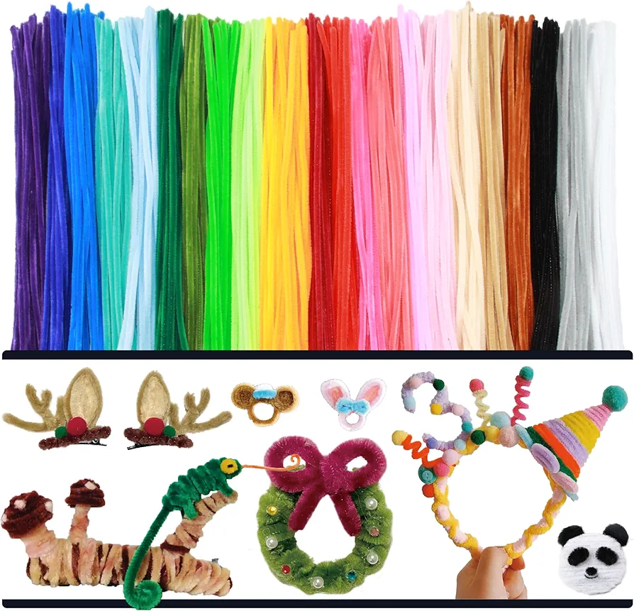 230PCS Upgraded 20 Colors Pipe Cleaners Craft Chenille Stems DIY Art Supplies Colorful Thick Fluffy Fuzzy Wire Sticks Bulk for Kids and Adults