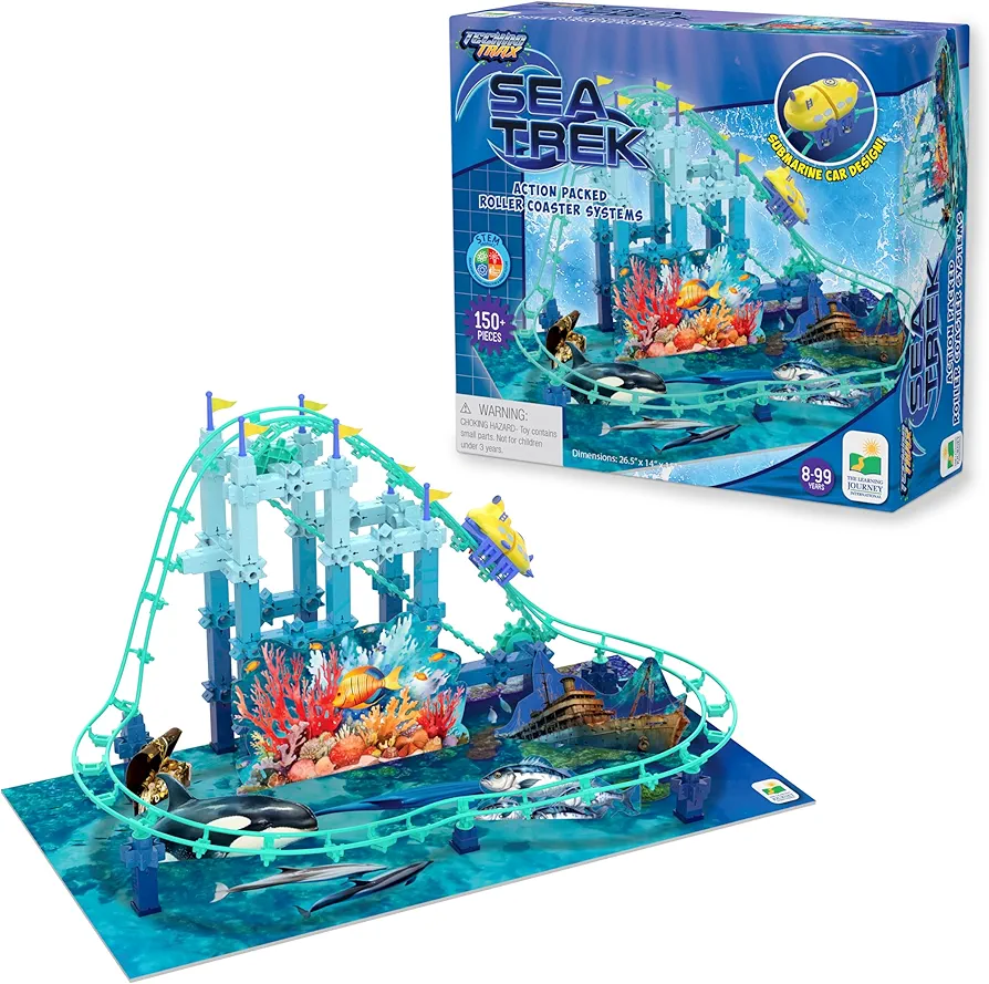 The Learning Journey International Techno Trax Sea Trek , Roller Coaster Building Kit, STEM Gift for Boys and Girls Age 8+, 150+ pc Set