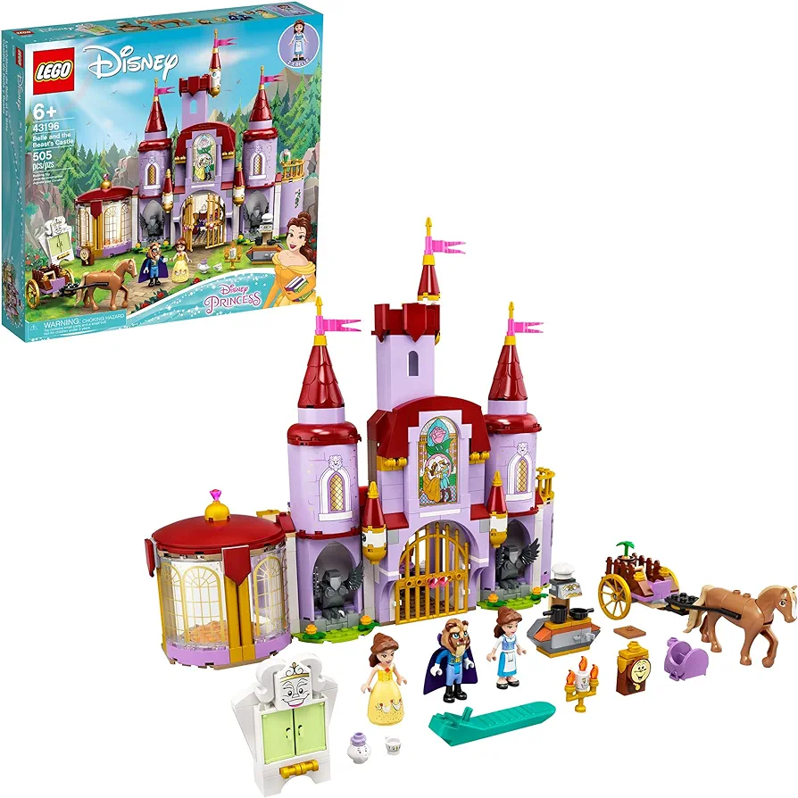 LEGO Disney Belle and The Beast’s Castle 43196 Building Toys from The Beauty and The Beast Movie with Horse Toy, plus Princess & Prince Mini Dolls