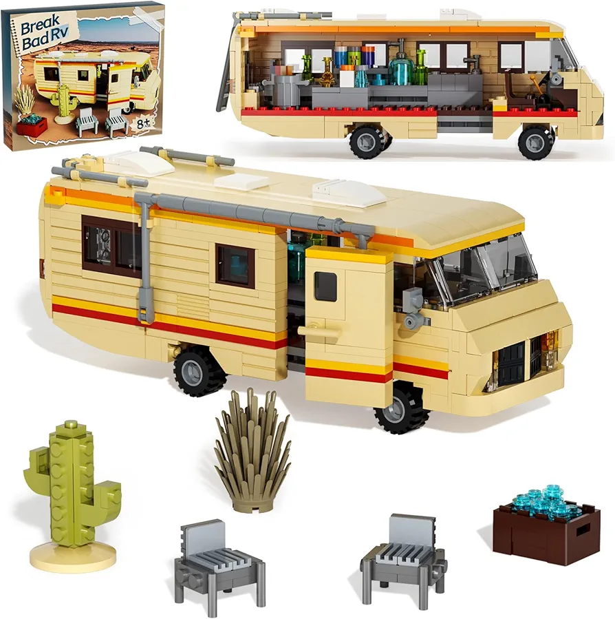 Breaking Bad RV Building Blocks Sets, Creative Camper Building Set for Gifts, Breaking Bad Educational Car Building Set Toys, DIY RV Building Kit for Adults and Kids Ages 6-15