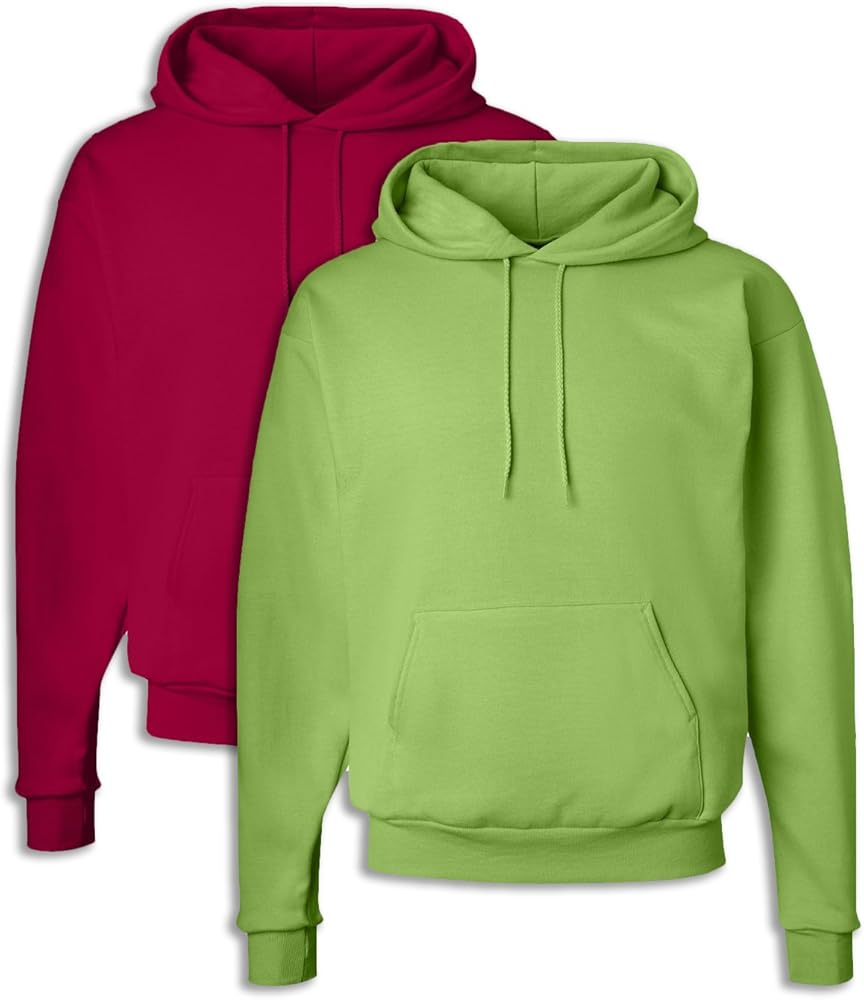 Hanes P170 Mens EcoSmart Hooded Sweatshirt 2XL 1 Deep Red + 1 Lime