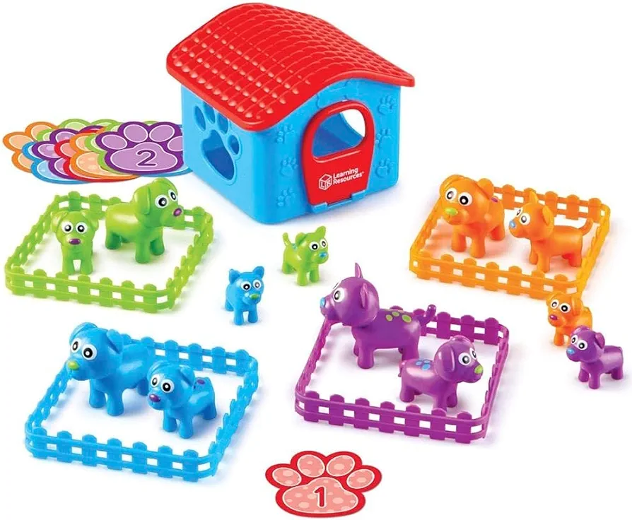 Learning Resources Sort-'Em-Up Pups 28 Pieces, Ages 3+ Sorting & Matching Toys, Educational Toys for Toddlers, Preschool Toys, Toddler Learning Toys