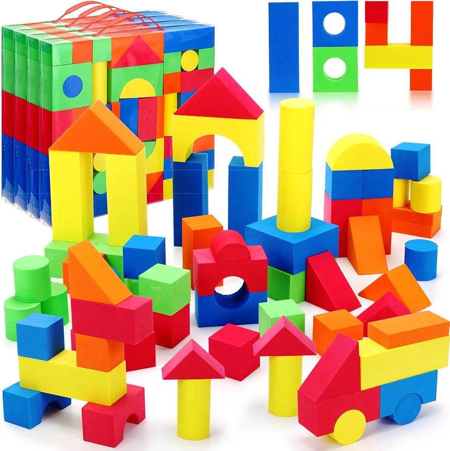 184 Pieces Foam Building Blocks for Toddlers EVA Foam Blocks for Toddlers 1-3 Years Old Toddler Blocks Soft Blocks for Old Preschool Educational Toys for Kids, Boys and Girls