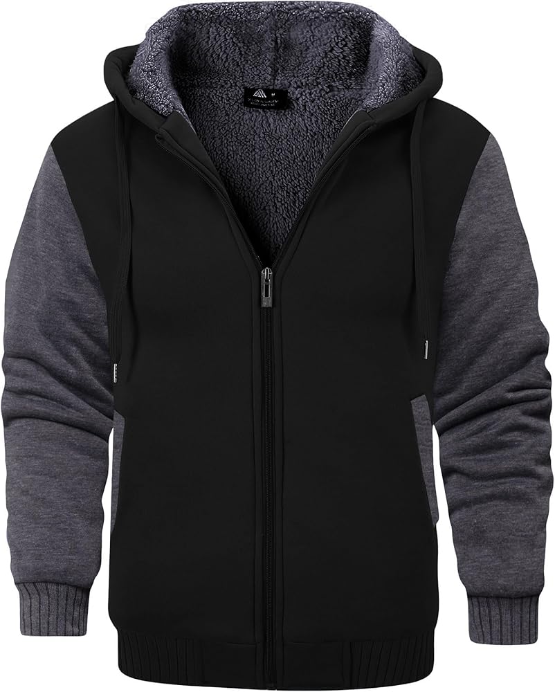 GEEK LIGHTING Hoodies for Men Heavyweight Fleece Sweatshirt - Full Zip Up Thick Sherpa Lined