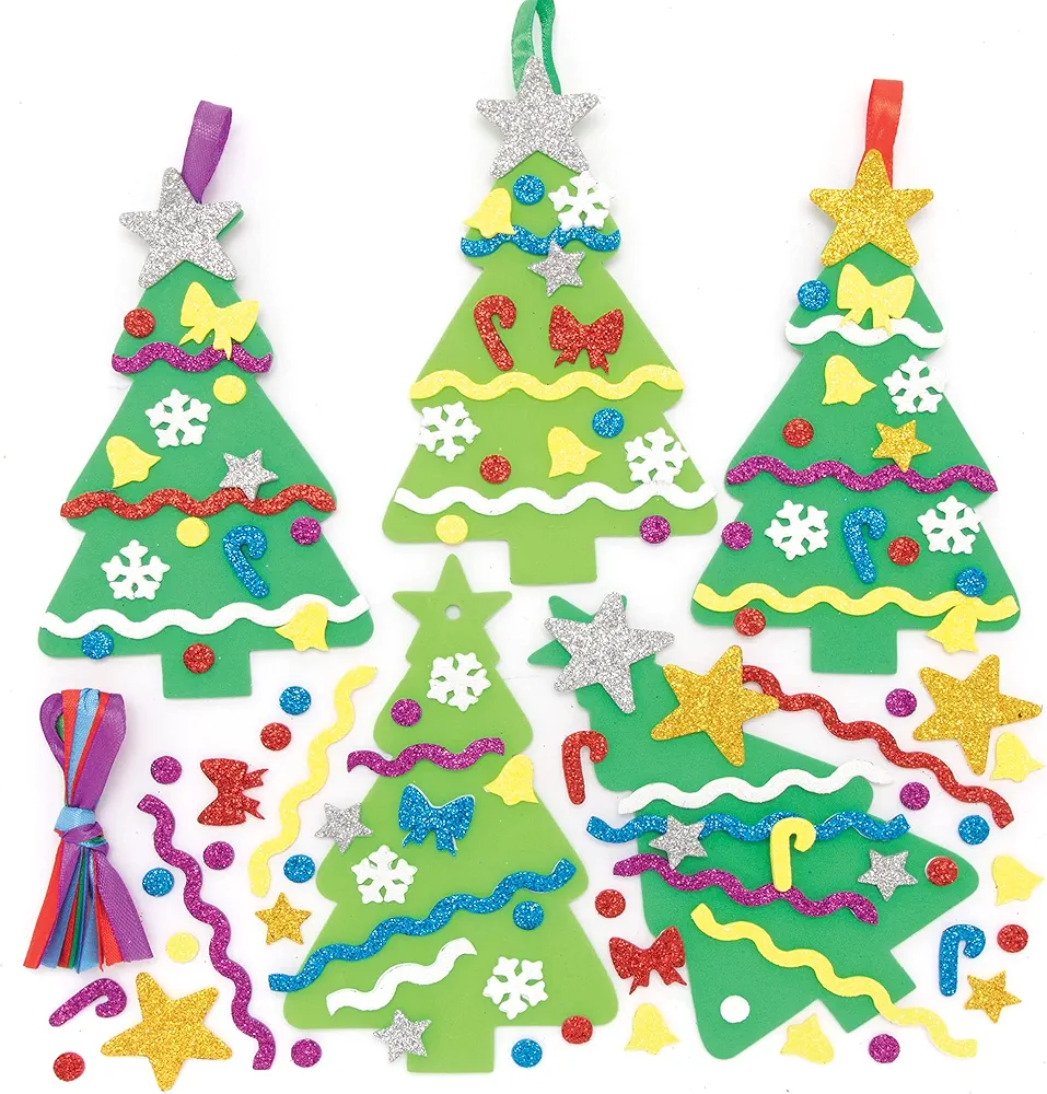 Baker Ross FE880 Christmas Tree Decoration Kits - Pack of 8, Decorations for Children to Make and Display, Creative Activities for Kids, Ideal Christmas Arts and Crafts Project