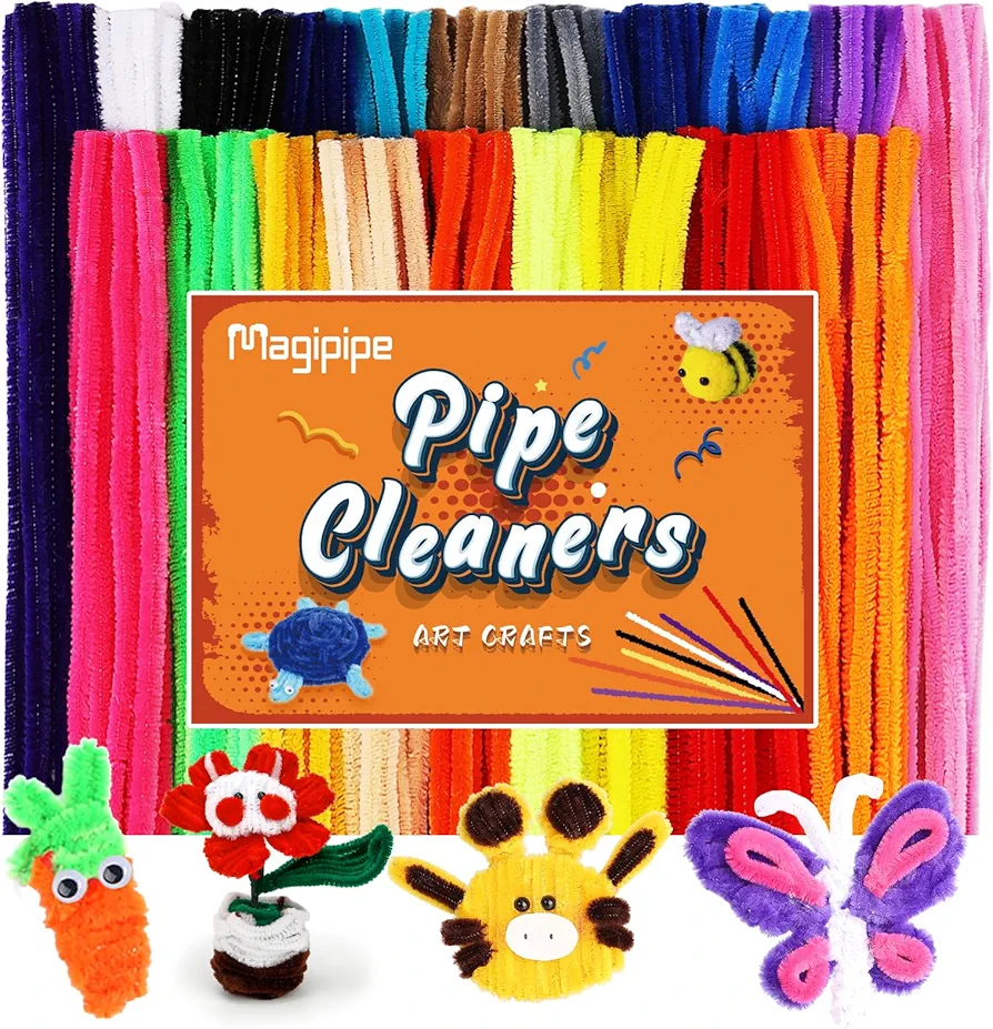 Magipipe 200PCS Pipe Cleaners Craft, 10 Colors Chenille Stems Multi-Color Craft Pipe Cleaners Bulk for DIY Art and Craft Projects, 12inch x 6mm