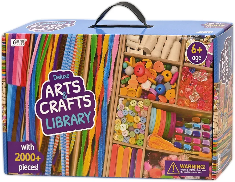 Darnassus 2000+ Craft Kit Library, Crafts Vault Supplies, Arts & Crafts Kit, Crafting Set Kits, Science Kits & Toys, Creative Set, Mega Art & Craft Materials Kit Box for Kids Ages 6-12 Gift