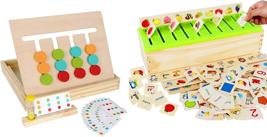 Wooden Montessori Toys for Toddlers 1 2 3 Year Old Color Shape Sorting Baby Preschool Learning Activities Sensory Bin Wood Autism Toys Matching Games for Toddlers 1-3 Girls Boys Kids Birthday Gift