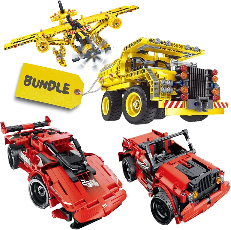 Building Toys for Boys 8-12 Hands-On & Remote Control Building sets includes Airplane, Dump Truck, Race Car & off Road Racer. Cool STEM Engineering kit, Kids - Ages 8 9 10 11 12 Years Old Boy Toy Gift